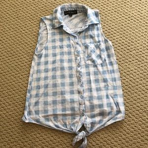 Checked Blue and White Almost Famous Top